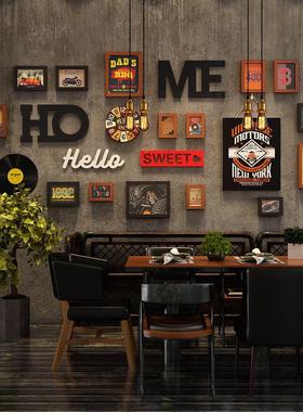 高分子_4482_挂画照片墙工业风装饰组合相框钟表挂墙餐饮装饰画框