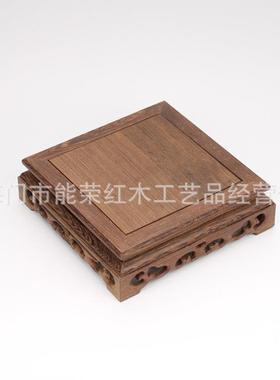 鸡翅木摆件实木底座花盆景奇玉石头印章工艺品正长方形木质底座木