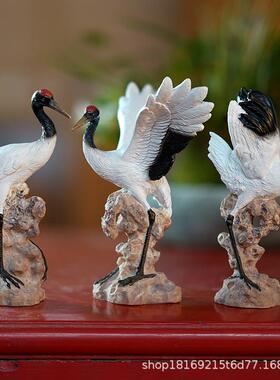 假山水景摆件仙鹤小白鹤丹顶鹤动物鱼缸鱼池微景观盆景造景装饰品