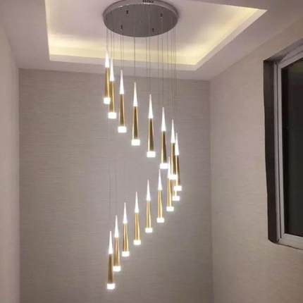 后现代简约客厅LED吊灯锥形流星雨吊灯 旋转楼梯个性灯酒店工程灯