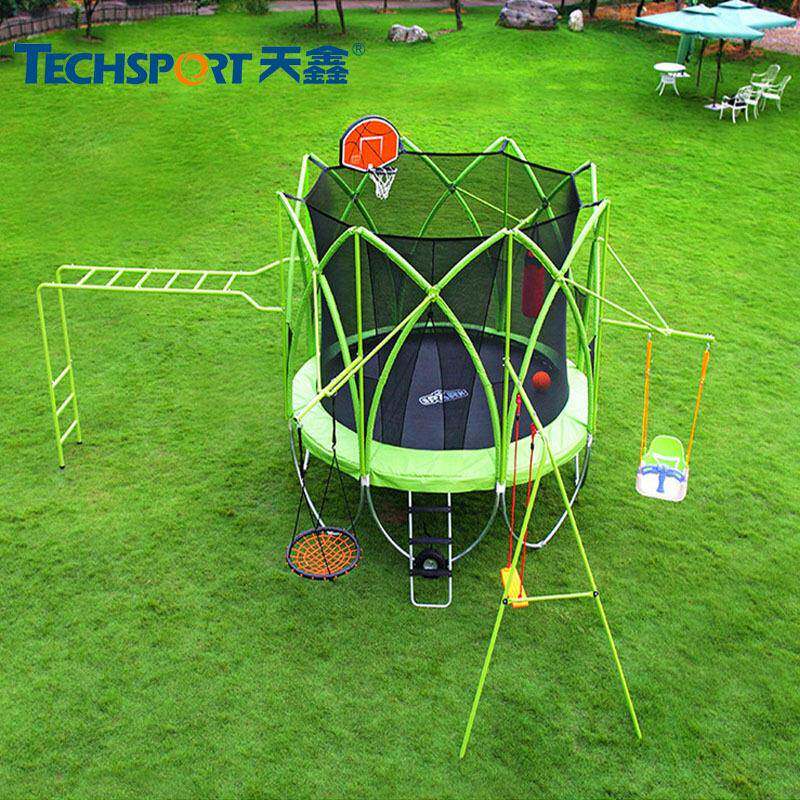 天鑫户外大型蹦床8-14英尺带护网儿童室外弹跳床秋千吊椅爬梯跳床