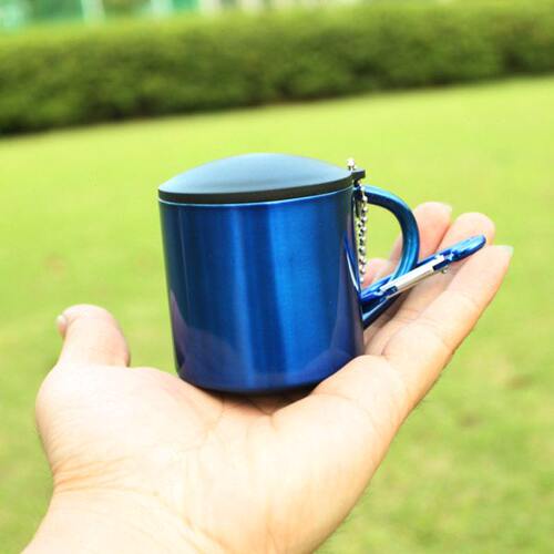 304不锈钢水杯迷你便携式茶杯子带手柄双层保温旅行小酒杯酒110ml