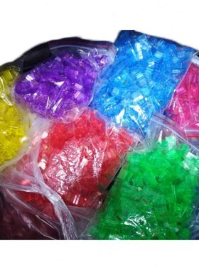 超五类网络RJ45彩色水晶头8芯网线8P8C红蓝黄绿紫色透明100个包邮