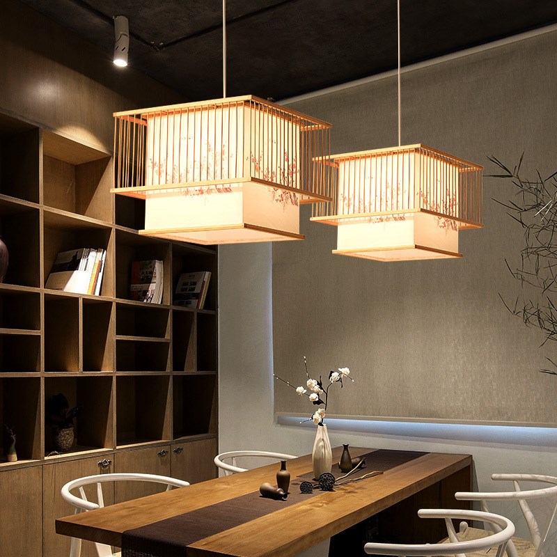 现代中式吊灯竹艺灯日式榻榻米饭店E竹编吊灯卧室餐厅东南亚风格