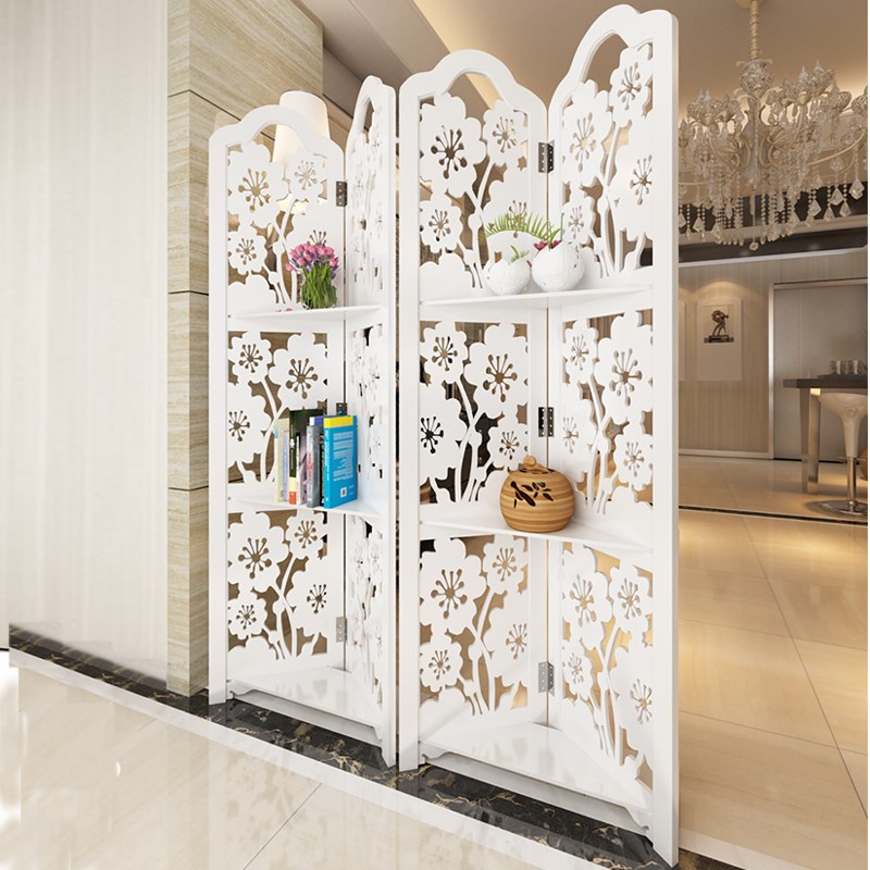 屏风隔断时尚玄关l白色折屏雕花客厅卧室酒店简约现代镂空折叠移