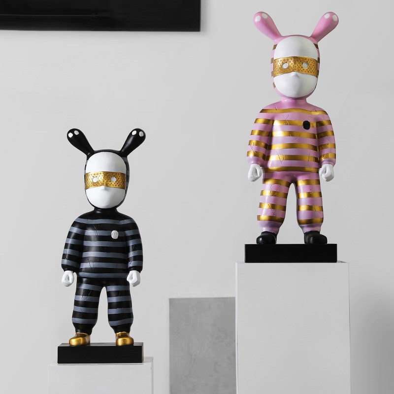 卡通抽象人物雕塑落地摆件大型客厅电视柜样板房摆设艺Z术软装饰