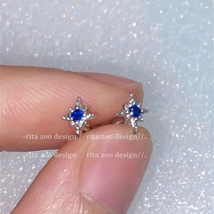 蓝锆迷你星w芒耳骨钉 Zoo 镶钻星星甜酷风螺丝耳蜗钉耳饰 Rita