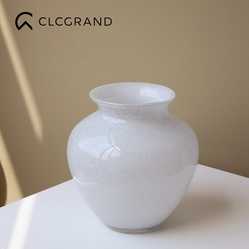 中古琉璃花瓶摆件大肚玻璃插花装饰品花器高级感客厅餐Z桌鲜花器