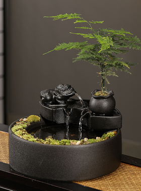 流水摆件循环水j时来运转水晶球生财办公室桌面装饰品开业乔迁礼