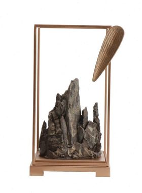 现代新中式创意假山竹叶铁艺家居摆件客厅玄关电视酒柜软装饰品