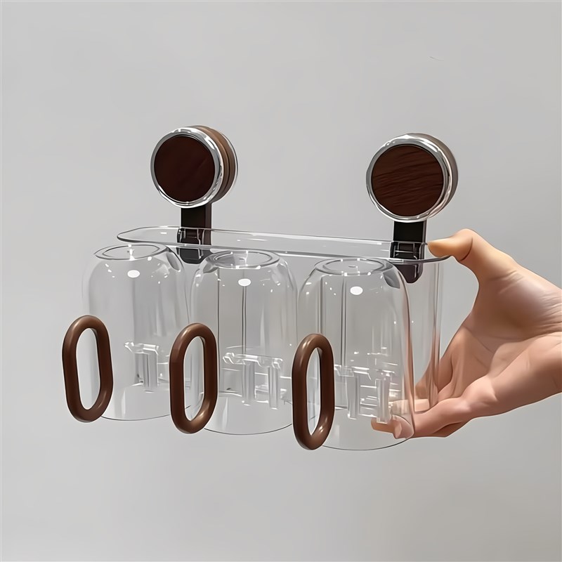 吸盘牙刷a置物架家用胡桃木漱口杯电动牙具架子免打孔壁挂式牙具