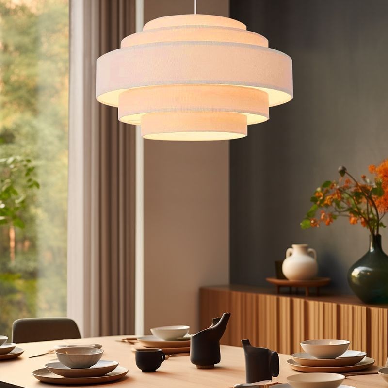 C1Q多层北欧风客厅吊灯餐厅奶油风F吊灯极简布艺温馨卧室吊灯法式