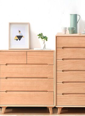 全实木五斗橱九七5斗柜6多层抽屉式收纳柜客厅北欧储物原木风卧室