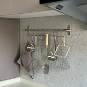 304不锈钢厨房挂钩墙上活动挂勾厨具挂杆砧板置物架勺子铲子挂架