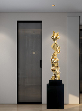 大型雕塑摆件工艺品酒店大堂过道玄关落地L售楼处装饰品电镀艺术