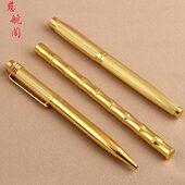 复古黄铜签字笔商务中性笔复古竹节金属笔个性 文具馈赠礼品