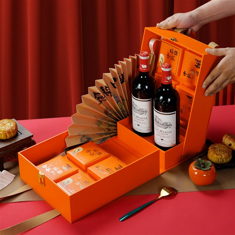 月饼包装盒红酒月饼盒搭配创意2y025高档礼品盒送礼10/8粒月饼盒