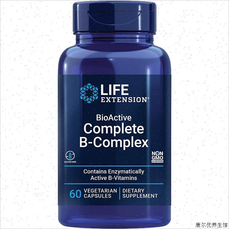 现货Life extension B-Complex活性全复合维生素B含B12叶酸60粒^