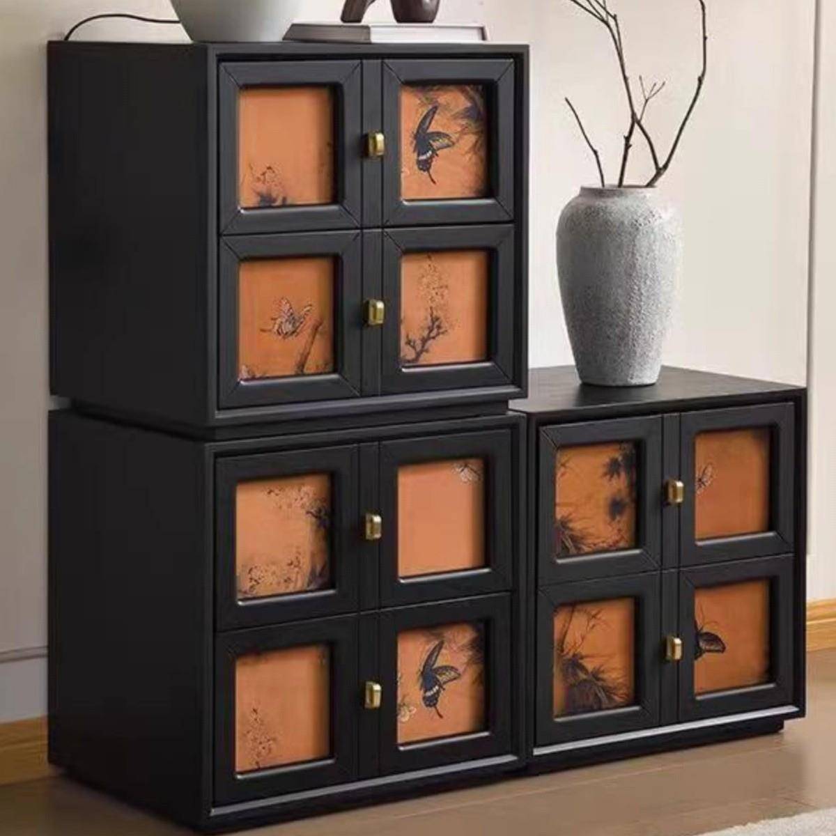 中古风实木斗柜客厅靠墙储物柜卧室收纳柜小户型抽屉式床头柜边柜