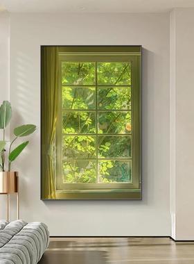 窗户风景装饰画法式风客厅壁画小清新餐厅挂画绿色卫生间玄关画