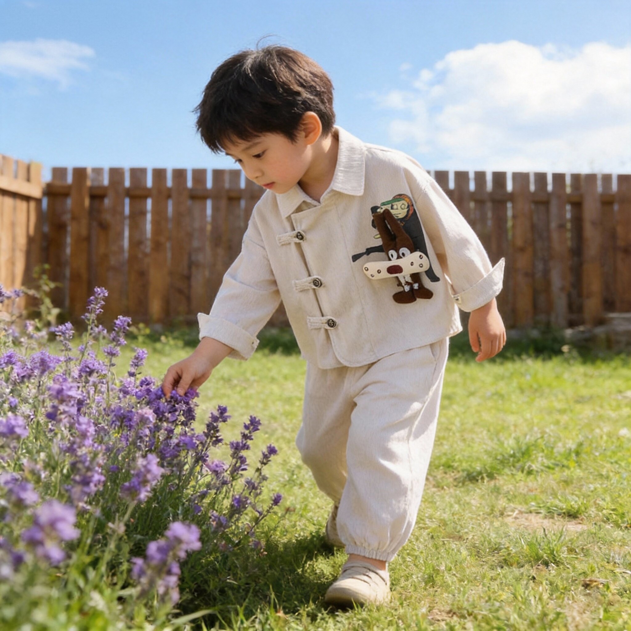 宝宝春装男宝衣服潮帅气春秋款套装0-4岁男女童卡通立体兔子2件套