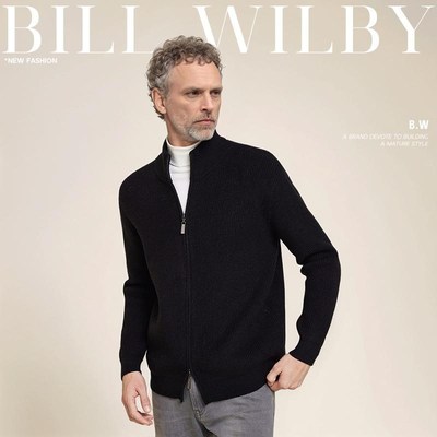 男士半高领开衫毛衣外套男款可机洗针织衫男修身秋冬季加厚毛线衫