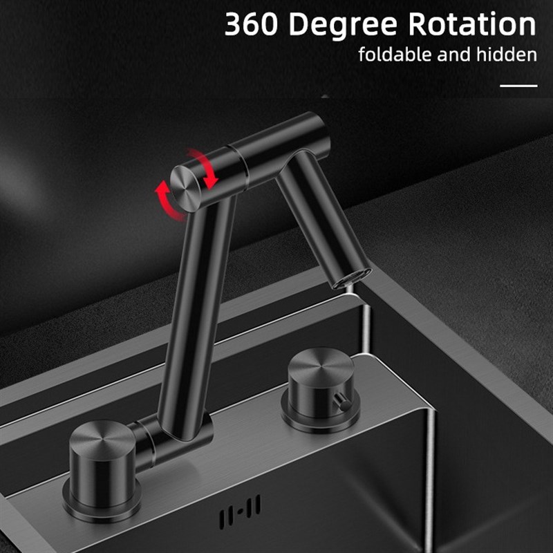 厨房吧台隐藏式冷热折叠龙头单槽304不锈钢家用洗菜盆碗盆水龙头