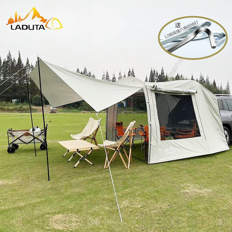 户外自驾游露营烧烤汽车尾延伸帐篷成人多人防雨晒后备箱车载帐篷