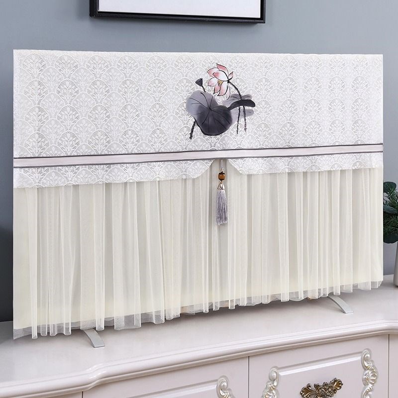 电视机防尘罩50寸55英寸65液晶电视机罩盖布开机不取蕾丝盖巾