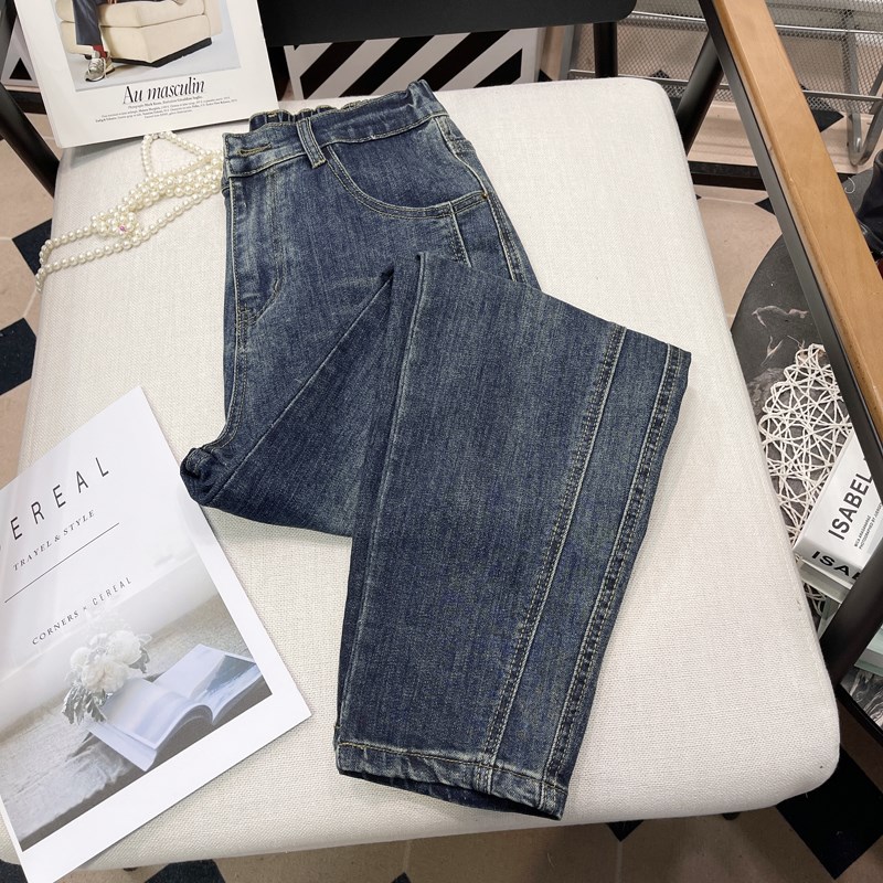 胡子叔大码女装复古高腰宽松哈伦牛仔裤女2025春季显瘦休闲裤子潮