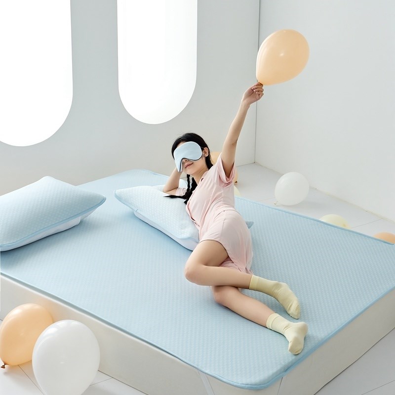 高端冰丝锦纶凉席三件套2025新款可机洗软席夏季凉感冰丝床单学生