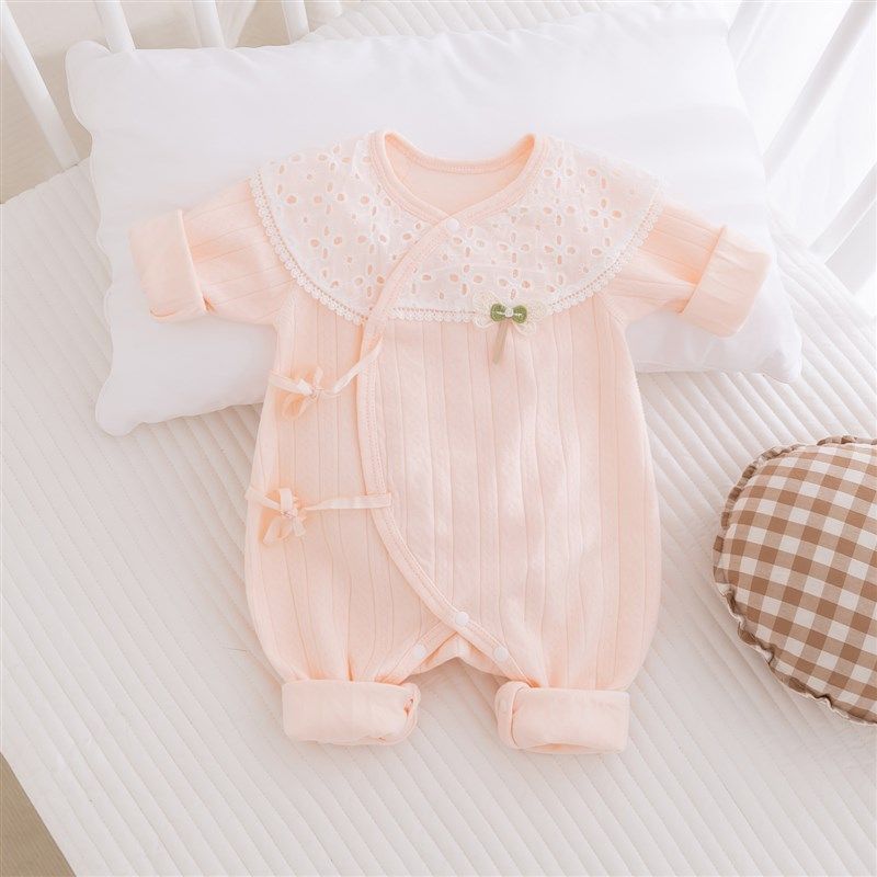 新生婴儿衣服春秋冬季纯棉无骨03月满月女宝宝连体衣哈衣外穿a类