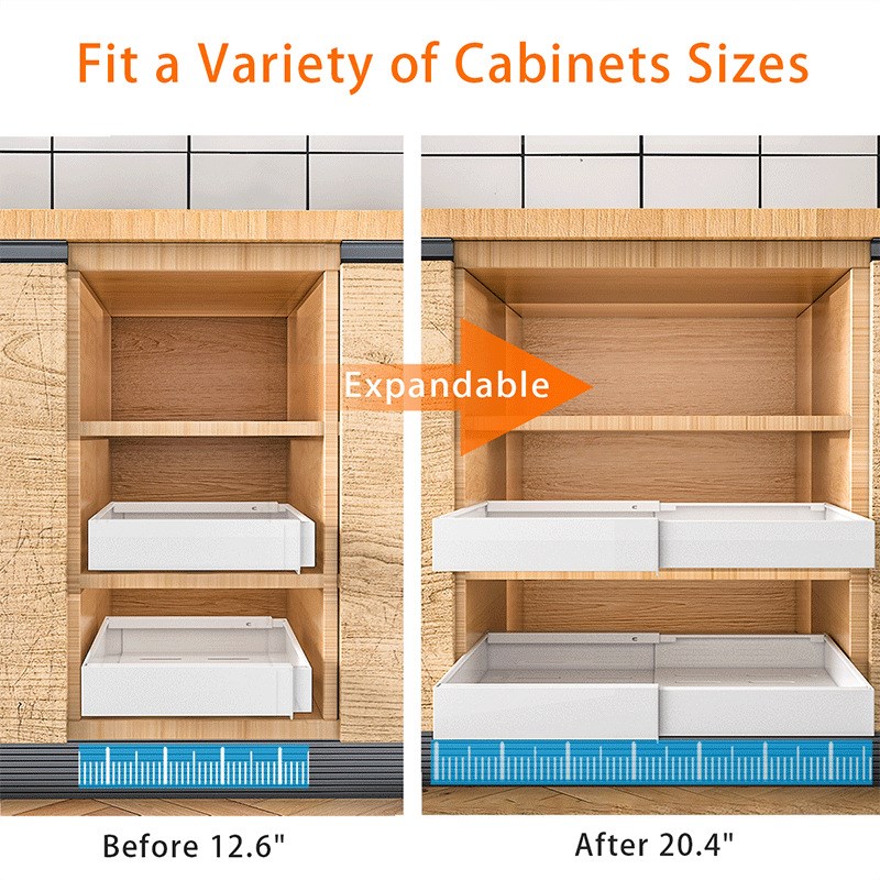 免打孔可伸缩橱柜拉篮抽拉式置物架下水槽抽屉碗篮厨房收纳架神器