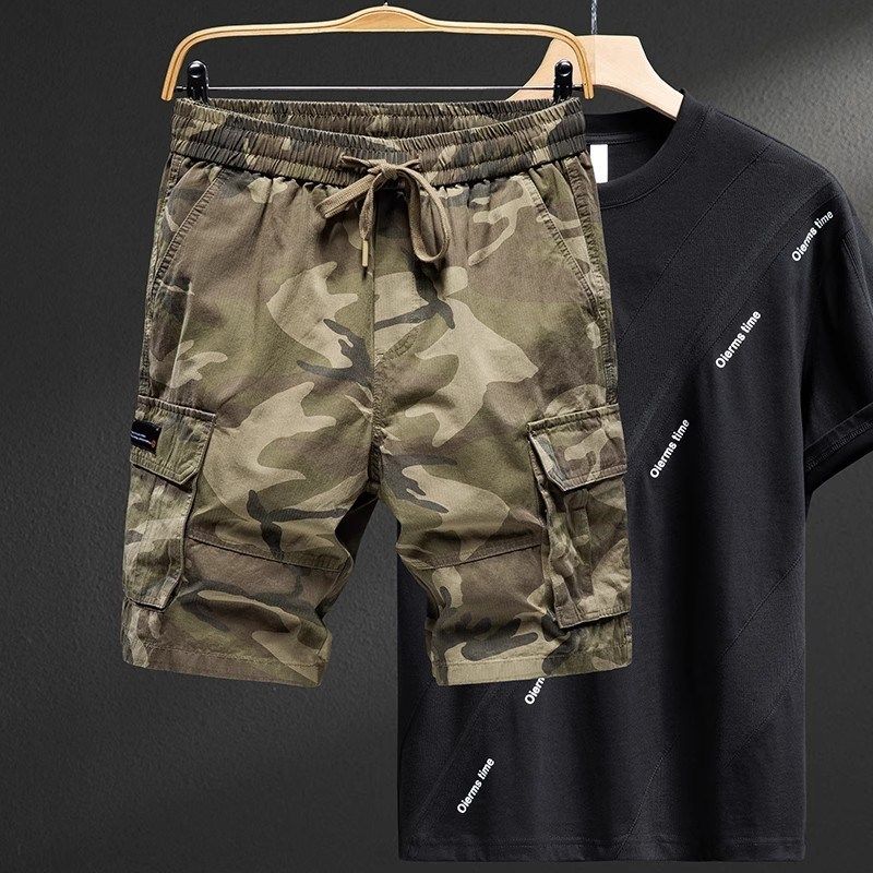 美式迷彩工装短裤男士夏季纯棉休闲套装潮牌户外战术伞兵5分中裤,男装,短裤,淘宝优惠券,粉丝福利购,淘宝优惠卷