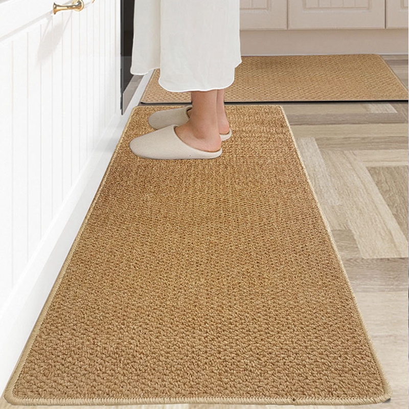 仿剑麻亚麻厨房地垫防水防油黄麻粗麻耐脏进门口脚垫长条防滑地毯