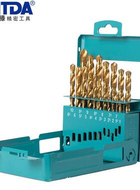 AUTDA奥滕1.0-10mm高速钢镀钛全磨直柄麻花钻头19支套装AT-01910