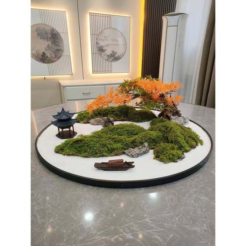 餐桌中间摆花圆桌摆件转盘花饭店装饰品高端饭店餐厅沙盘摆台桌芯