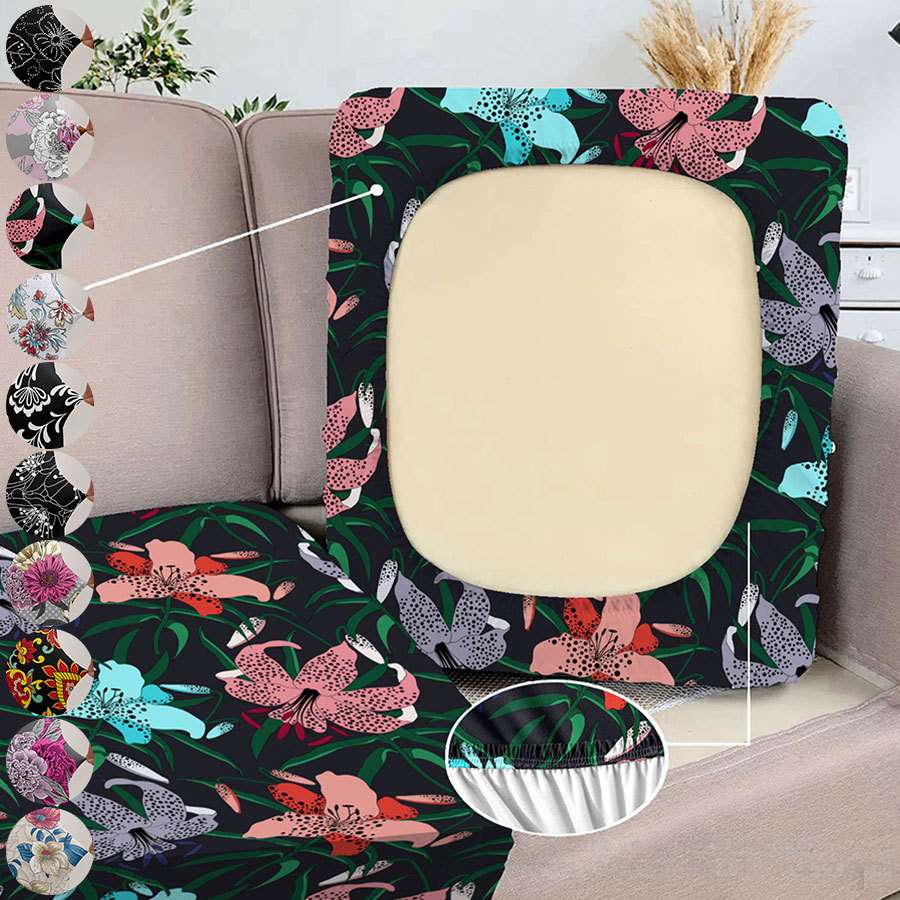 1pc弹力印花沙发坐垫套替换椅垫沙发套柔软带弹性底部