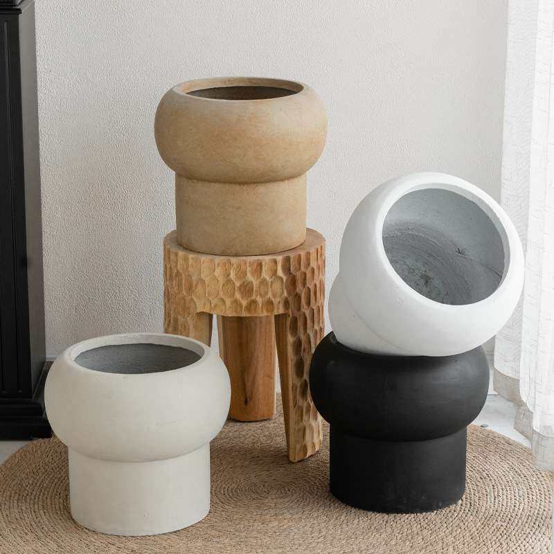 创意蘑菇水泥花盆简约室内落地花器大型客厅阳台绿植盆栽装饰摆设