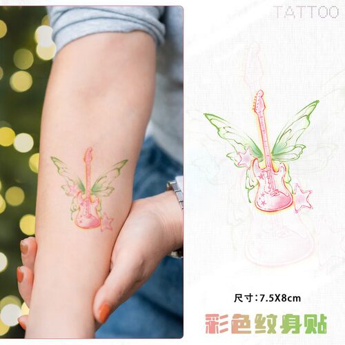 绿翼贝斯防水持久彩绘纹身贴
