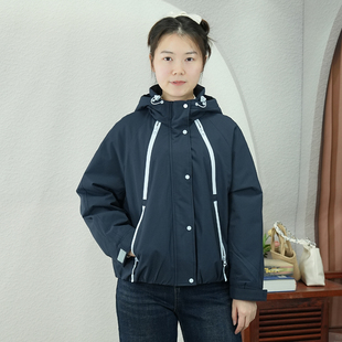 加绒连帽加厚保暖防寒短外套 韩版 派克服女防风登山服2025冬季 新款