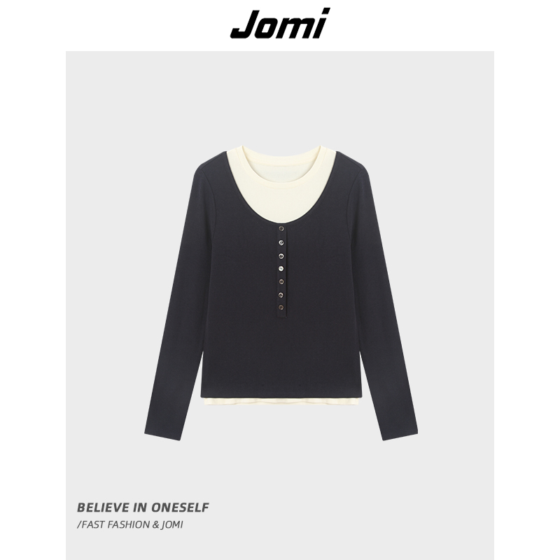 《仙仙专属》JOMI通勤假两件长袖上衣女秋气质打底衫J94CC1D2516
