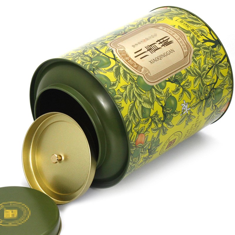 圆形小青柑茶叶铁罐礼盒大号新会老E陈皮包装铁盒柑普茶马口铁罐