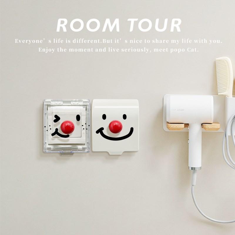 红鼻子家族开关防溅盒86型插座防水罩浴室防触电U自粘开关保护盖