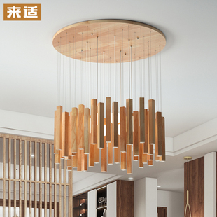 原木风木条吊灯店铺n装 饰灯酒店大堂前台餐馆咖啡厅餐饮店包厢灯