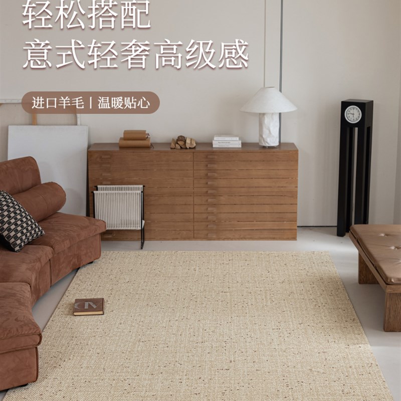 简世诺进口羊毛地毯客厅2025新款无障碍豪华高端沙发咖R啡桌毛毯
