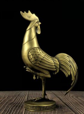 纯铜公鸡摆件黄铜金鸡独立招财铜鸡客厅金属桌面装饰中式工艺礼品