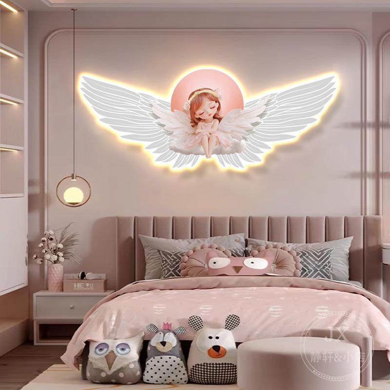 奶油风儿童房装饰画天使客厅卧室氛围感灯画女孩公主床头壁灯挂画,乐器/吉他/钢琴/配件,其它乐器配件,淘宝优惠券,粉丝福利购,淘宝优惠卷