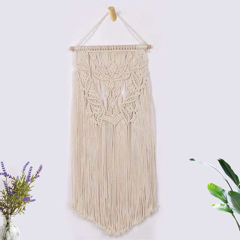 莲花边镂空双层流苏挂毯 波西米亚风手工编织毯壁饰田园家居墙饰