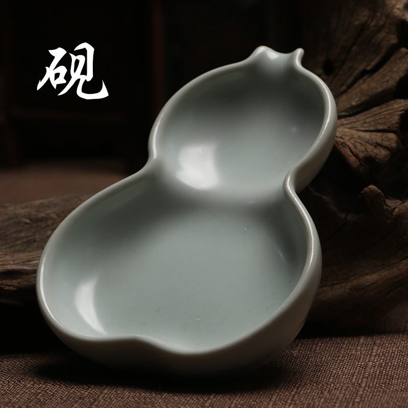 葫芦青瓷b墨碟创意摆件盛墨汁小砚台陶瓷墨盒墨池墨盘学生毛笔水